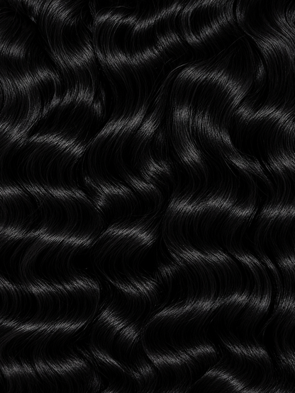 Defined Raw Indonesian Deep Wave Hair pattern with natural volume and bounce.